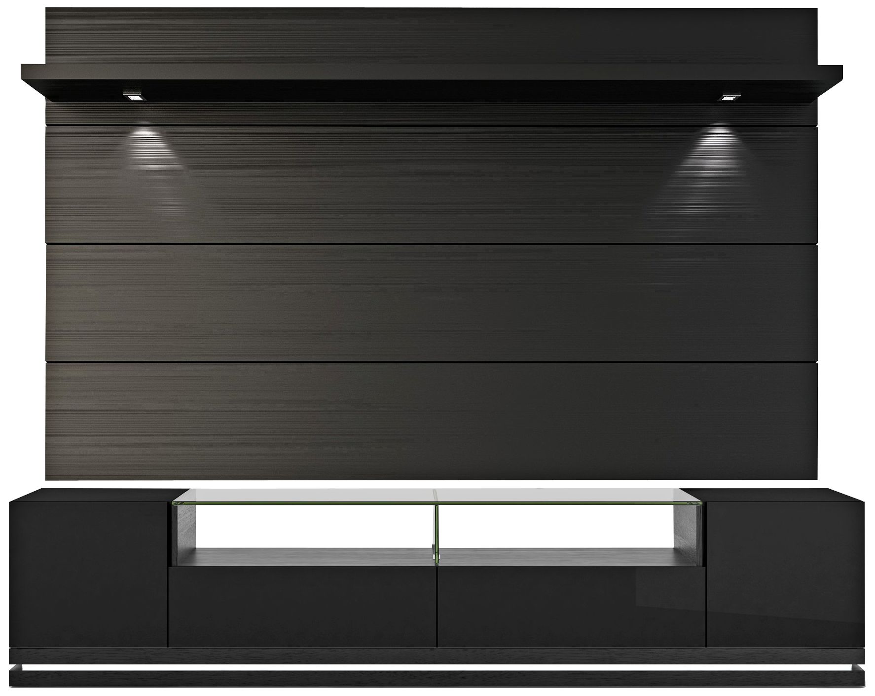 Vanderbilt 85 1/2" Wide Black TV Media Center with LED LIght