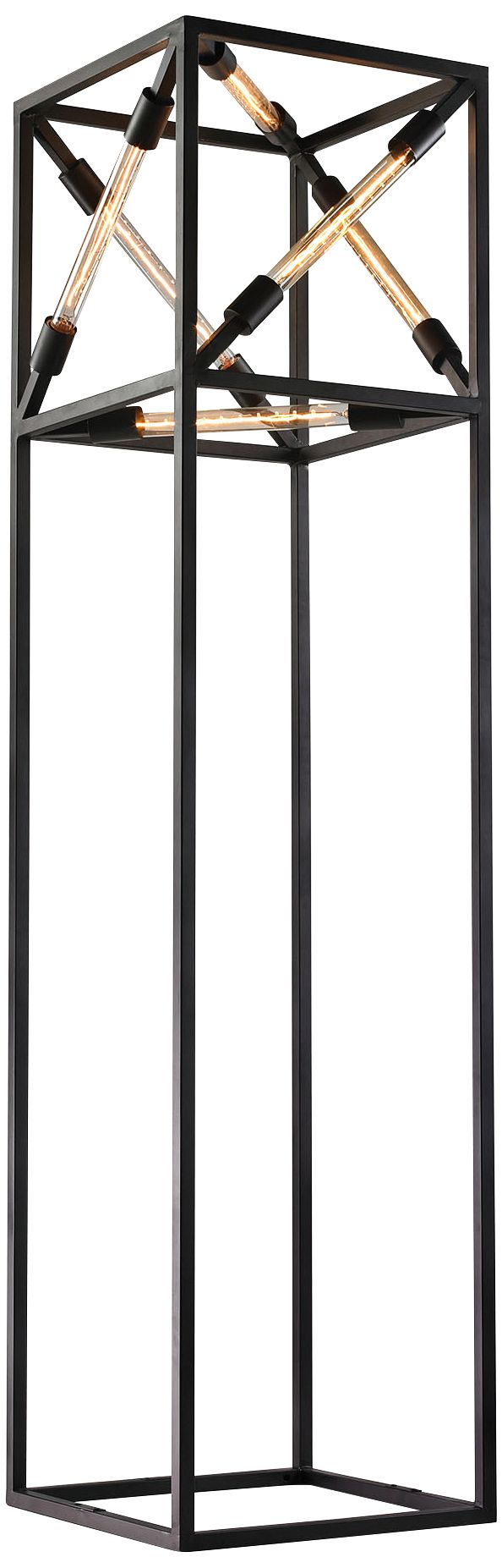 Toti Black Metal Open Rectangular Industrial Floor Lamp