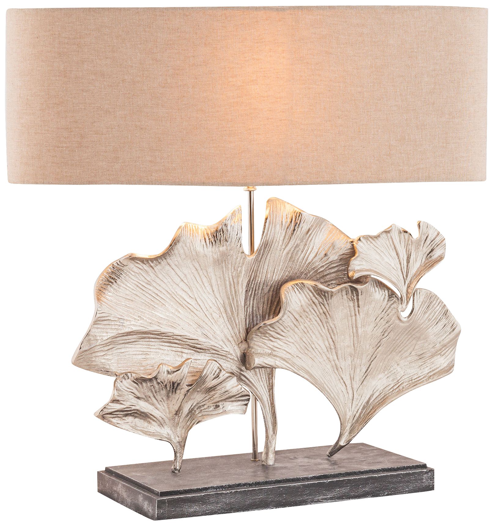 Gingko Leaf Textured Nickel Metal Table Lamp
