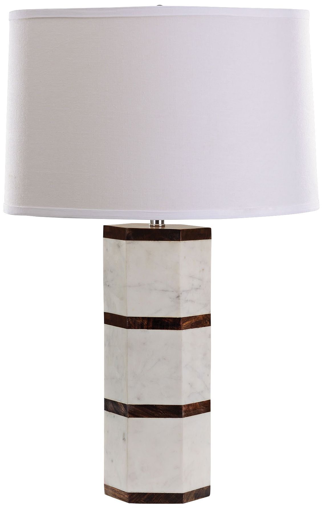 Mod White Marble and Sheesham Wood Table Lamp