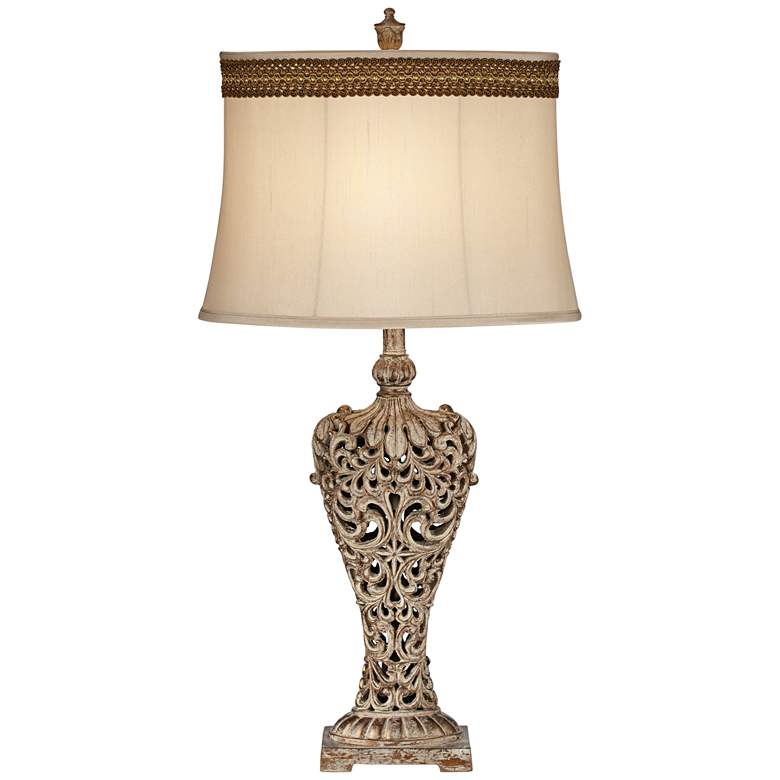 Image 2 Elle Gold Table Lamp with Florentine Scroll Trim