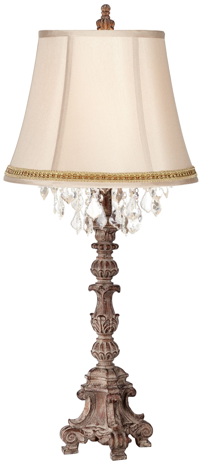 Duval French Crystal Table Lamp with Two Tone Braid Trim