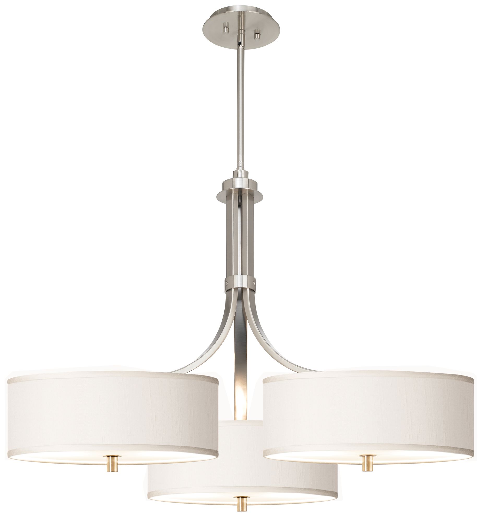 Cream Textured Faux Silk 36" Wide Triple Shade Pendant