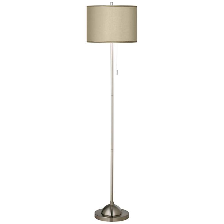 Image 2 Sesame Polyester Brushed Nickel Pull Chain Floor Lamp