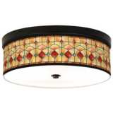 Tiffany-Style Reds Giclee Bronze CFL Ceiling Light