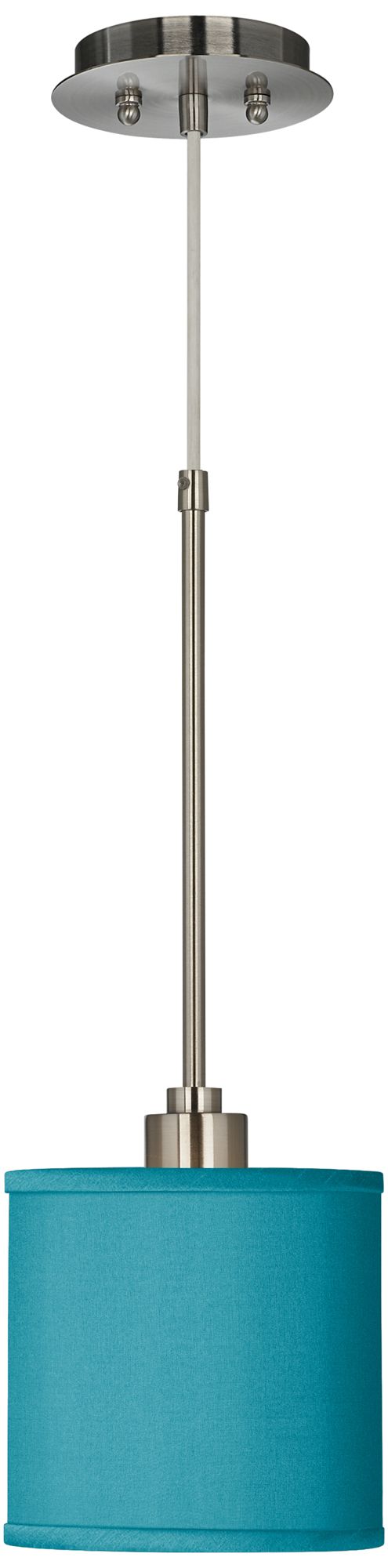 Teal Blue 7 Wide Faux Silk Mini Pendant Light