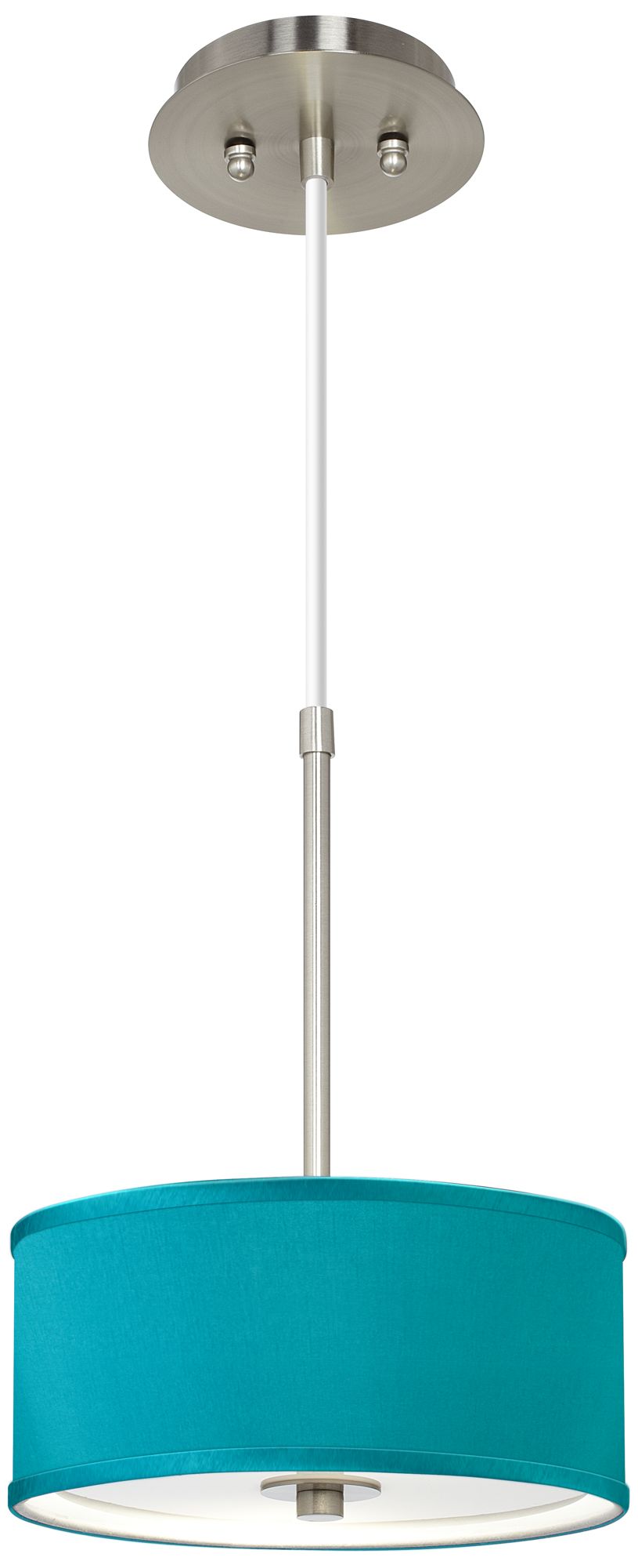 Teal Blue Faux Silk 10 1/4" Wide Mini Pendant