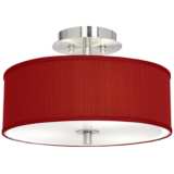 Red Textured Faux Silk 14&quot; Wide Ceiling Light
