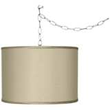 Swag Style 13 1/2&quot; Wide Sesame Faux Silk Shade Plug-In Chandelier