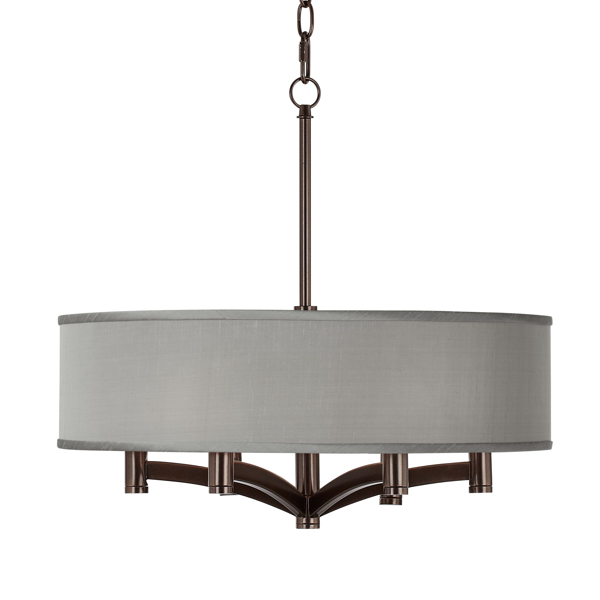 Gray Faux Silk Ava 6-Light Bronze Pendant Chandelier