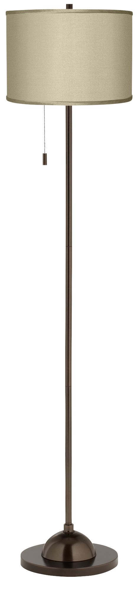 Sesame Faux Silk Shade Bronze Club Floor Lamp