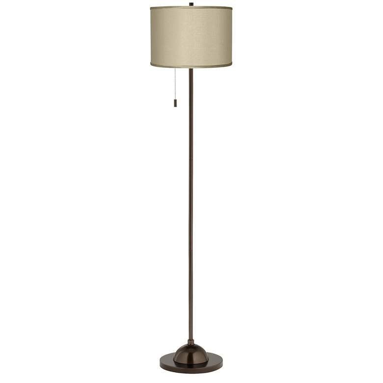 Sesame Faux Silk Shade Bronze Club Floor Lamp