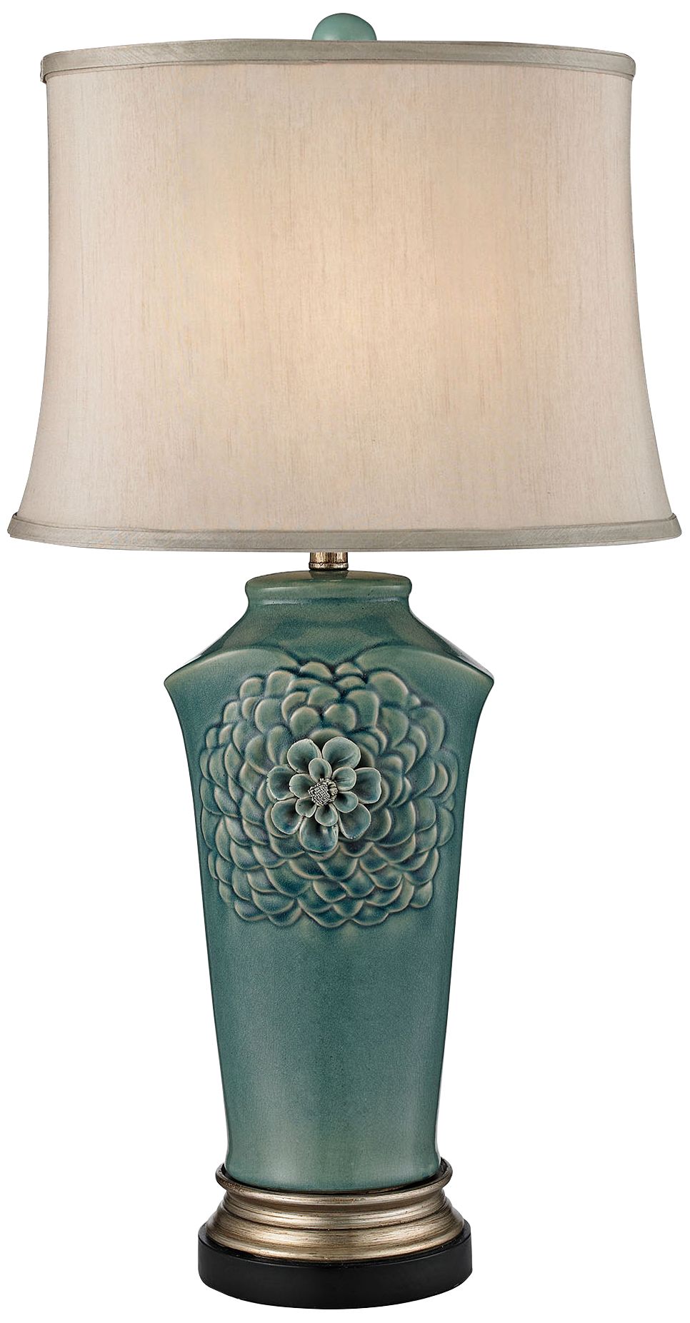 Organic Flowers Seafoam Glaze Ceramic Table Lamp