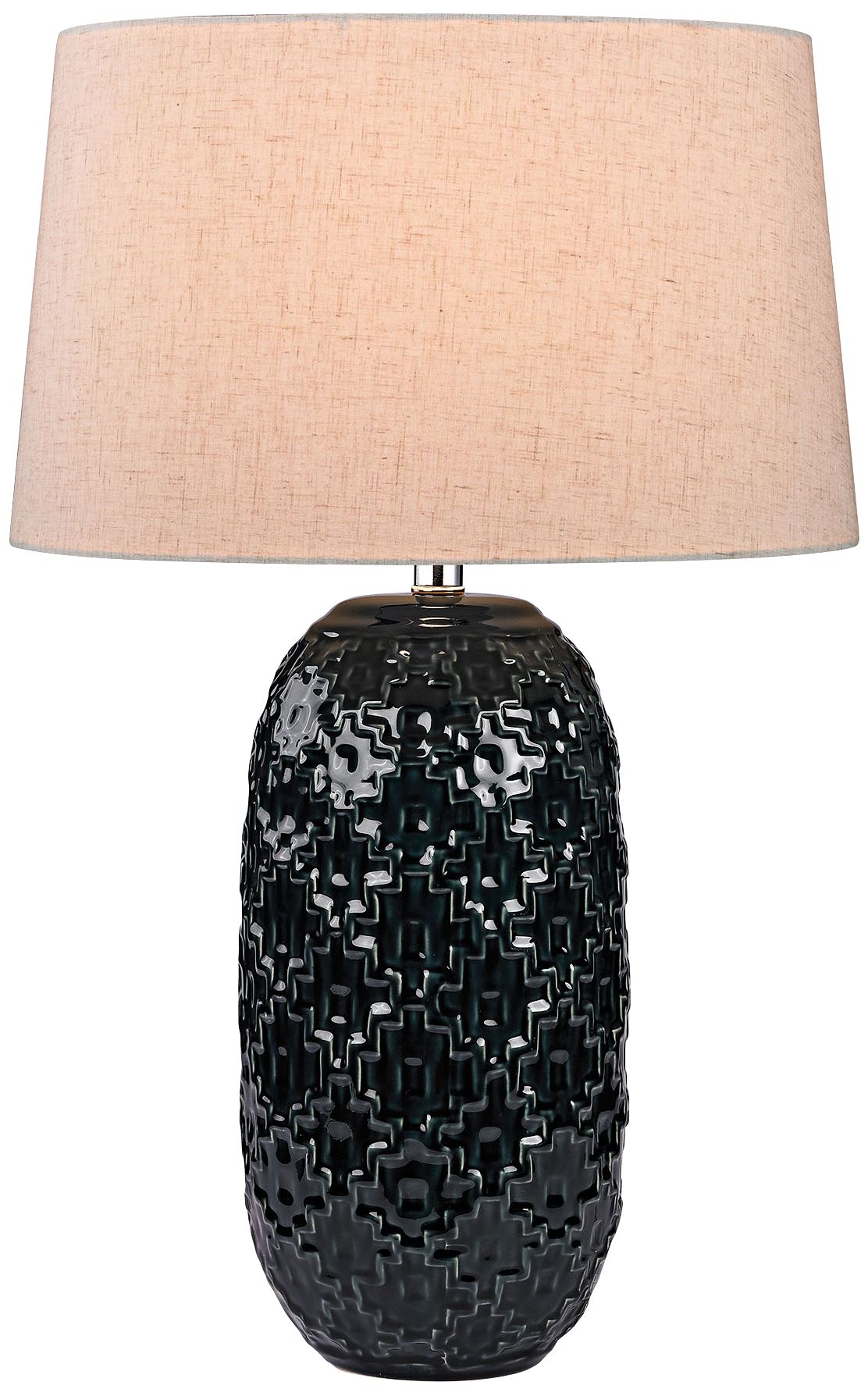 Alpha High Gloss Black Teal Ceramic Table Lamp