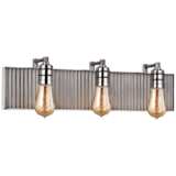 Corrugated Steel 24&quot;W Weathered Zinc and Nickel Bath Light