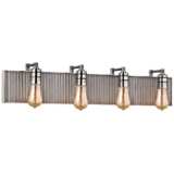 Corrugated Steel 32&quot;W Weathered Zinc and Nickel Bath Light