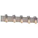 Corrugated Steel 40&quot;W Weathered Zinc and Nickel Bath Light