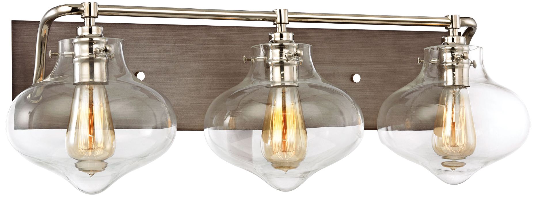 Kelsey 27"W Weathered Zinc and Polished Nickel Bath Light