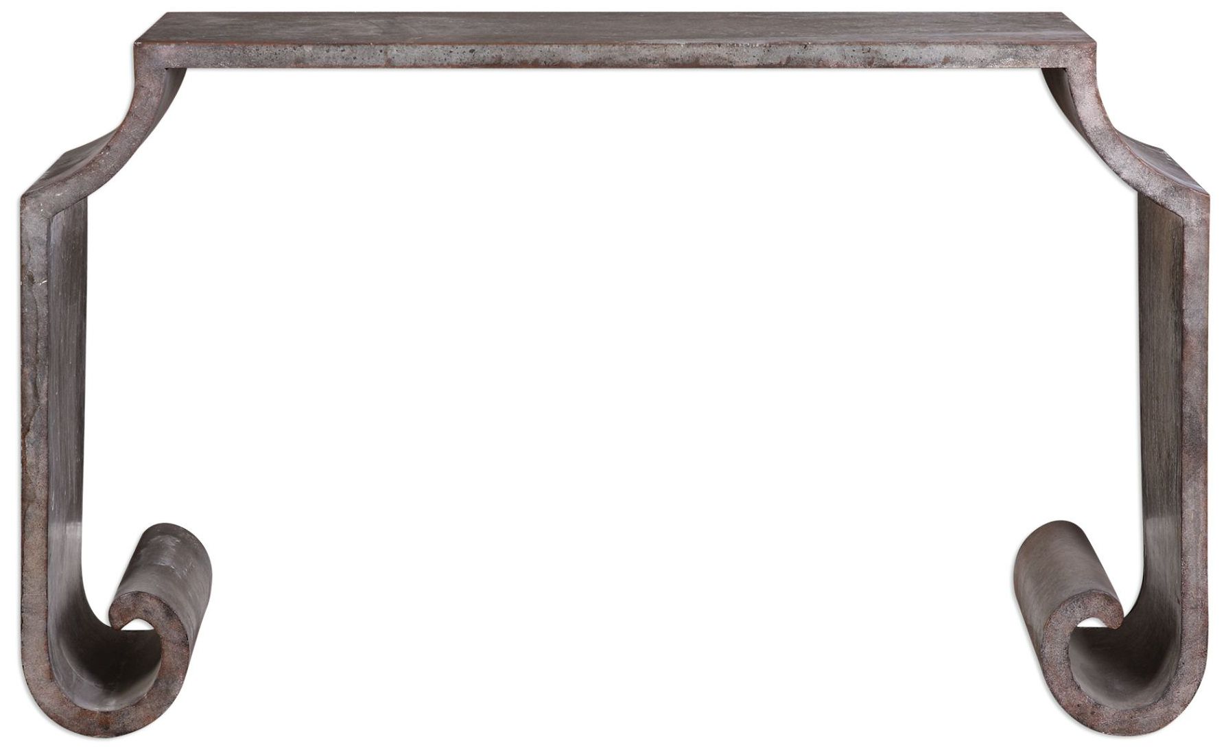 Agathon 54" Wide Acid-Washed Zinc Scroll Console Table