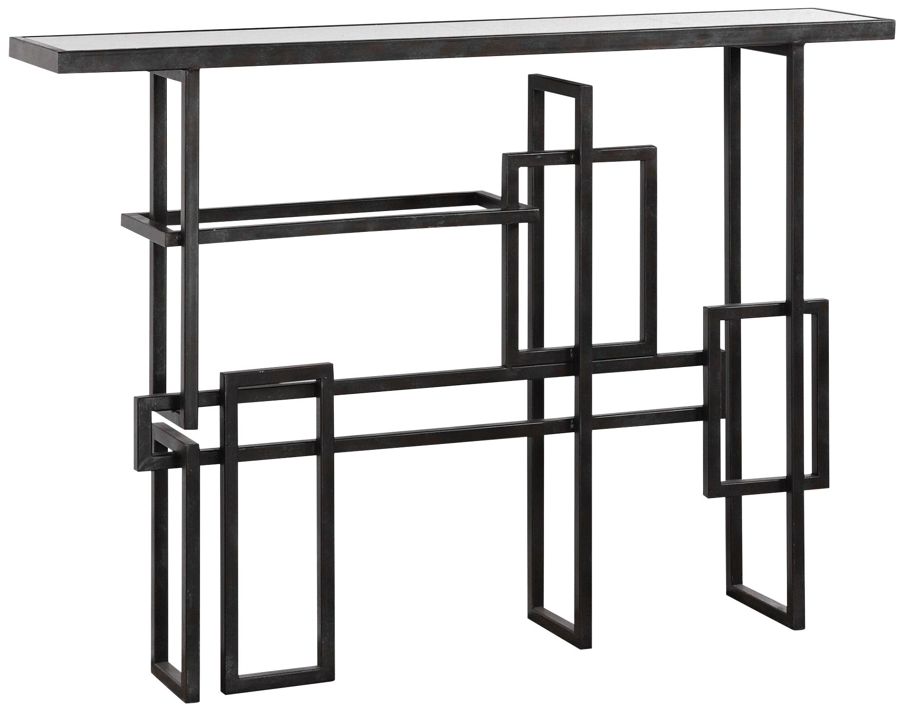 Dane 48" Wide Industrial Steel Geometric Console Table