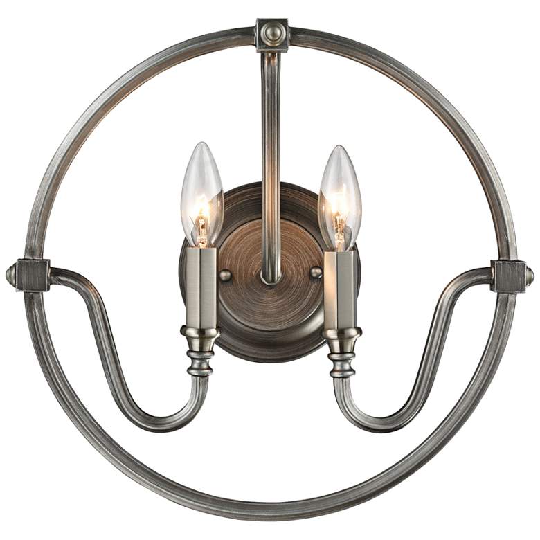 Stanton 14&quot;H Weathered Zinc and Brushed Nickel Wall Sconce