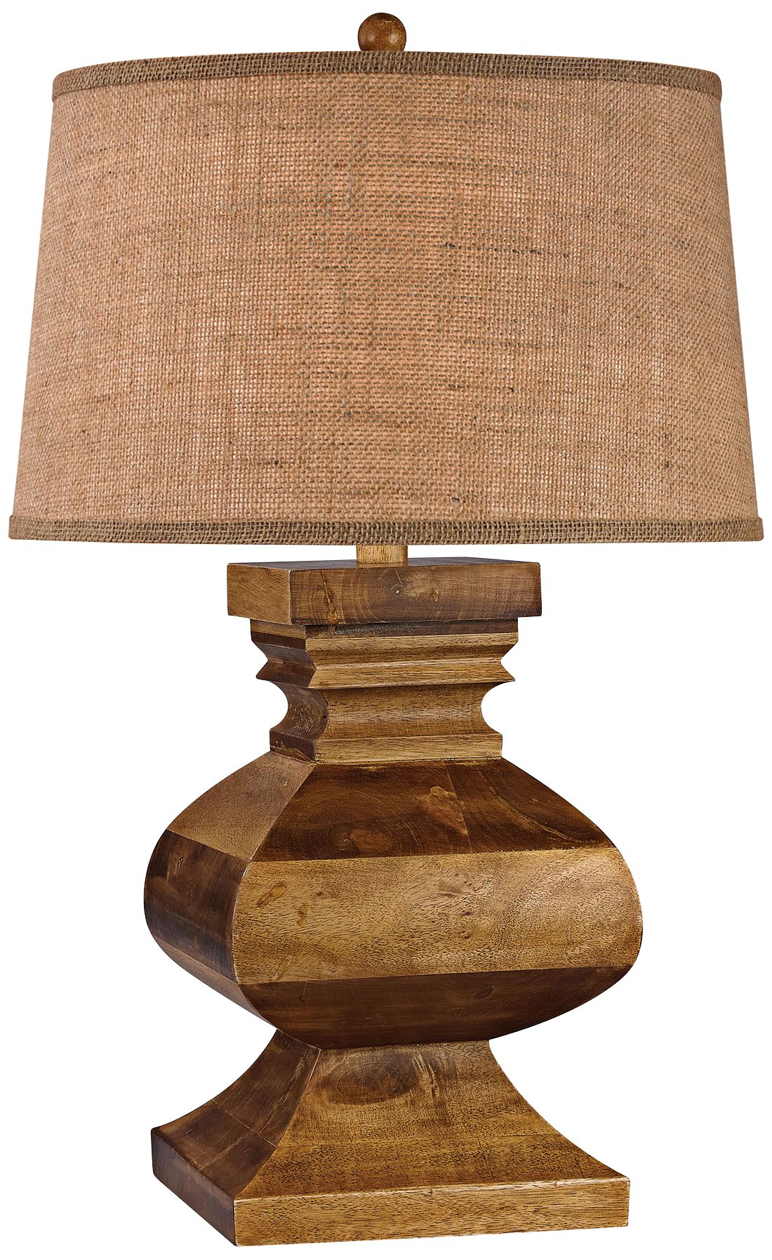 Penmar Carved Wood Post Dark Russian Oak Table Lamp