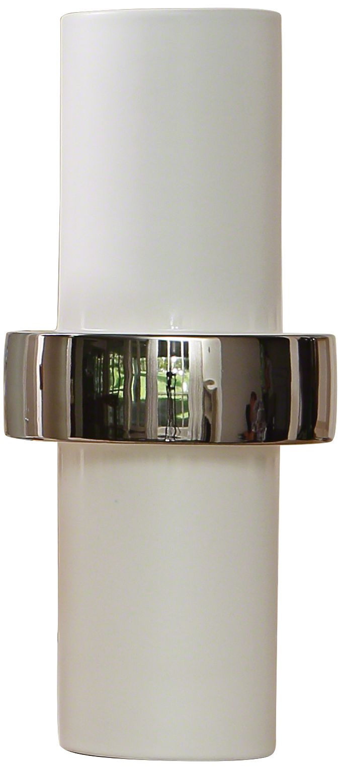 Sensei White-Silver 13 1/2" High Middle-Ring Ceramic Vase