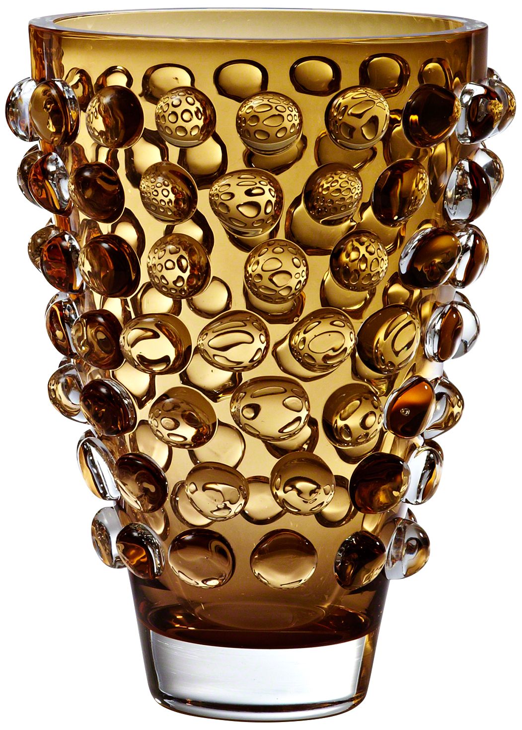 Plessey Amber 11 3/4" High Bubble Wide Art Glass Vase