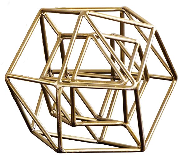 Geo 9 1/2" Wide Gold Iron Modern Sculpture