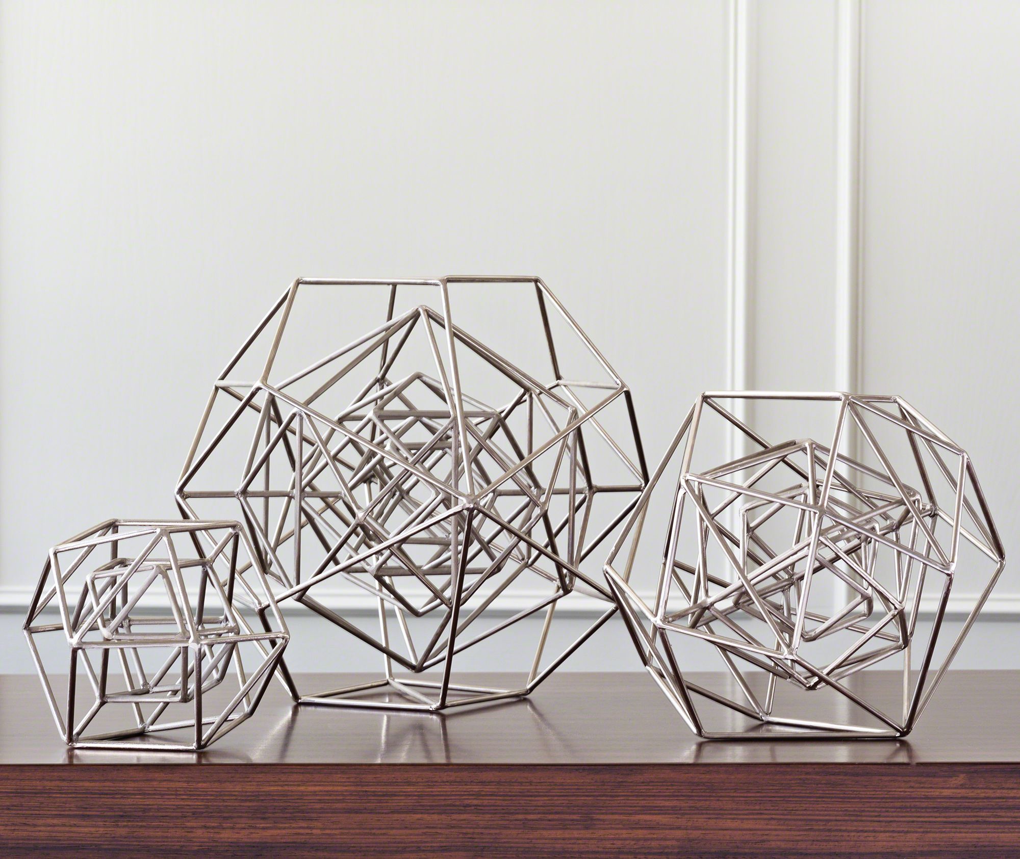 Geo 18 1/4" Wide Nickel Iron Modern Sculpture