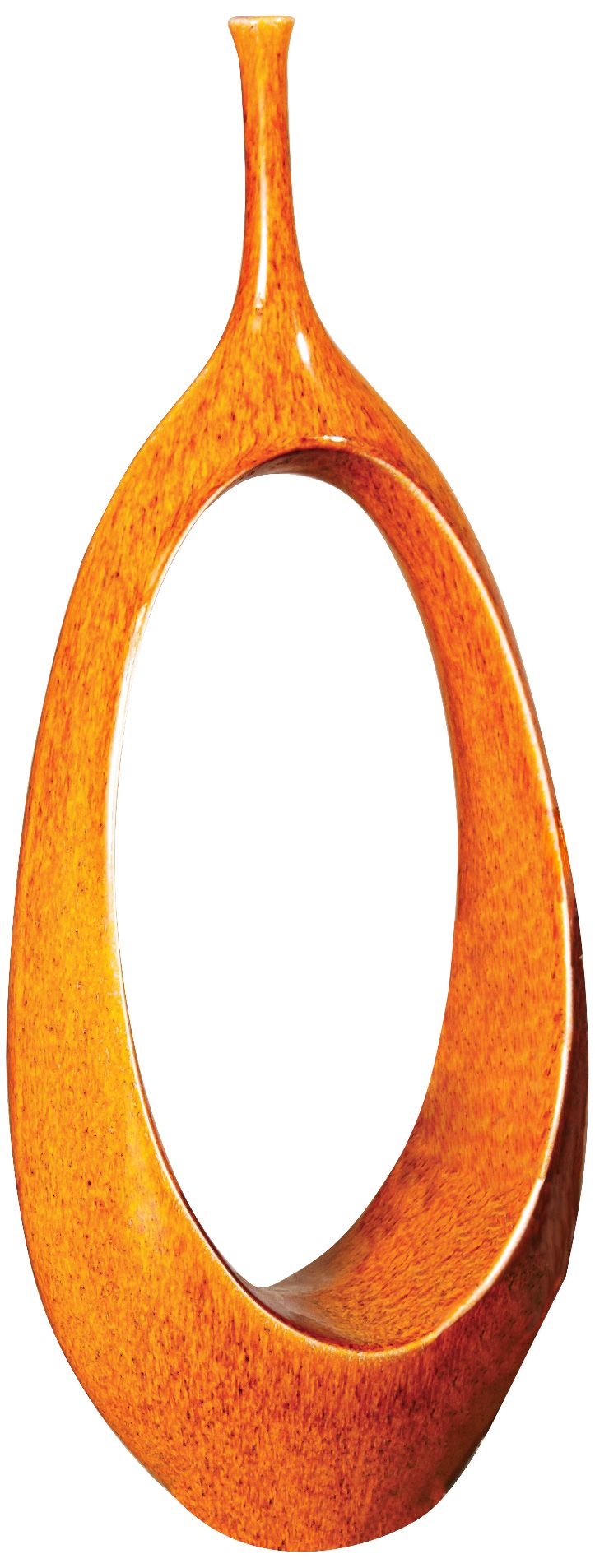 Citrano Orange 22" High Open Oval Ring Ceramic Vase