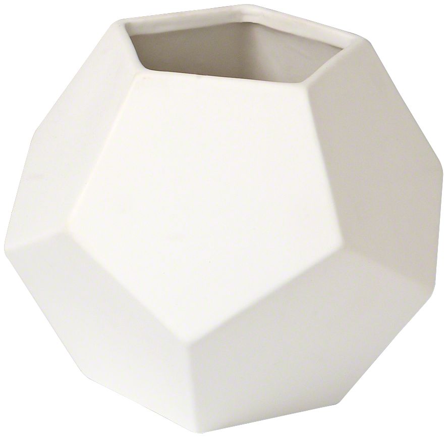 Plateau Matte White 7" Wide Faceted Ceramic Vase