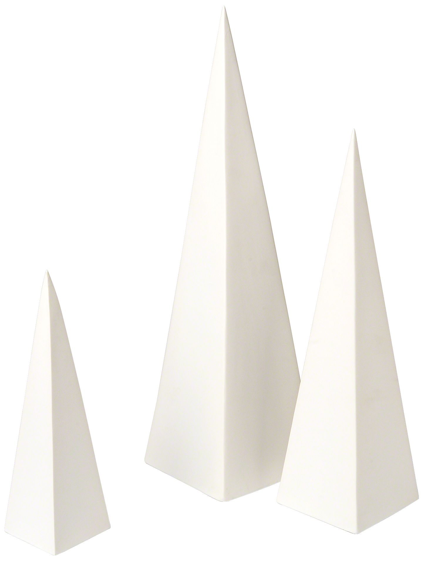 Cairo Matte White 3-Piece Pyramid Ceramic Sculpture Set