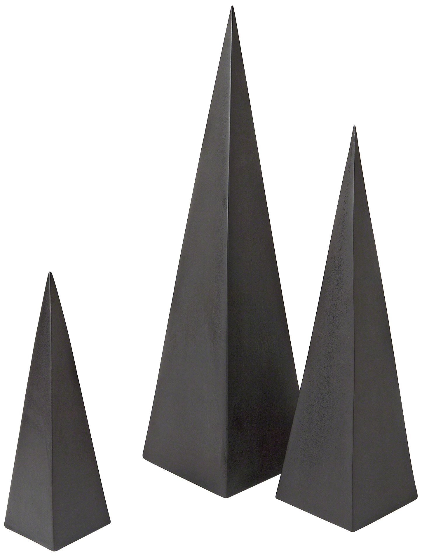 Cairo Matte Black 3-Piece Pyramid Ceramic Sculpture Set