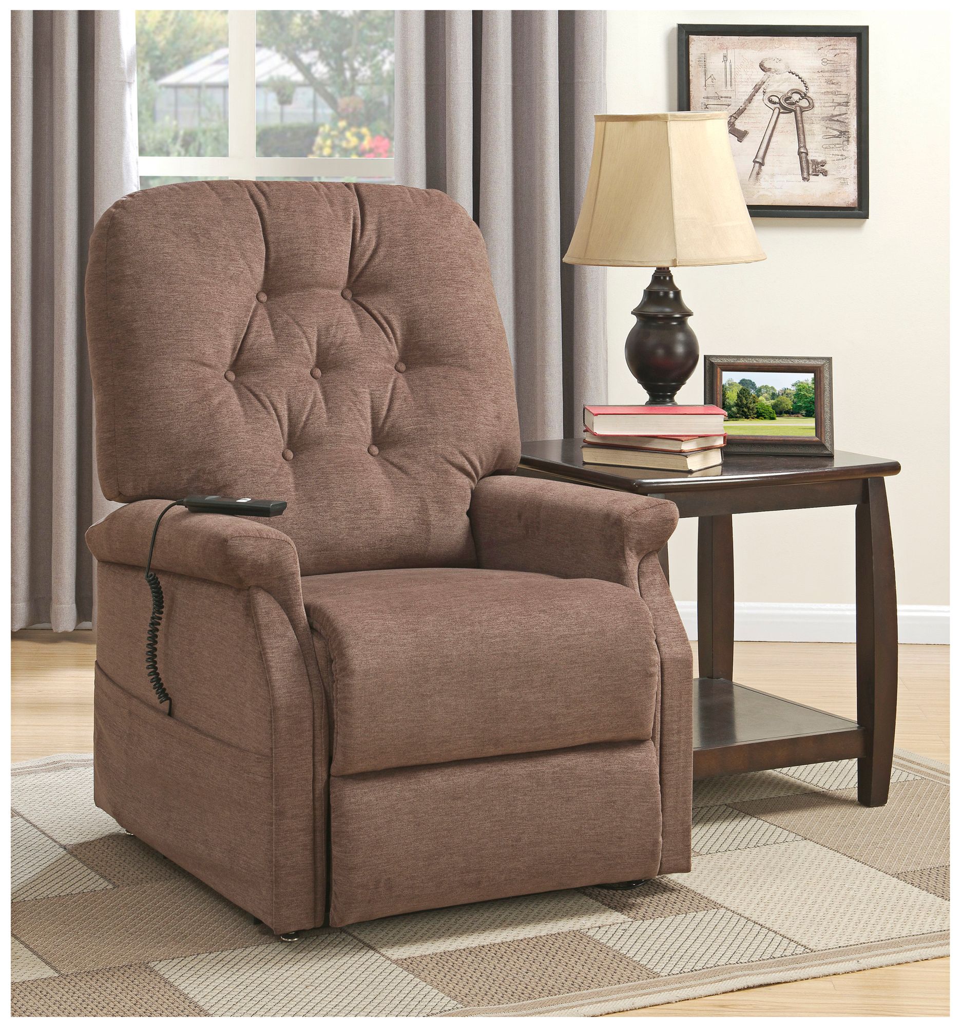 Saville Brown Remote Control Recliner Full Lift Chair 9x000