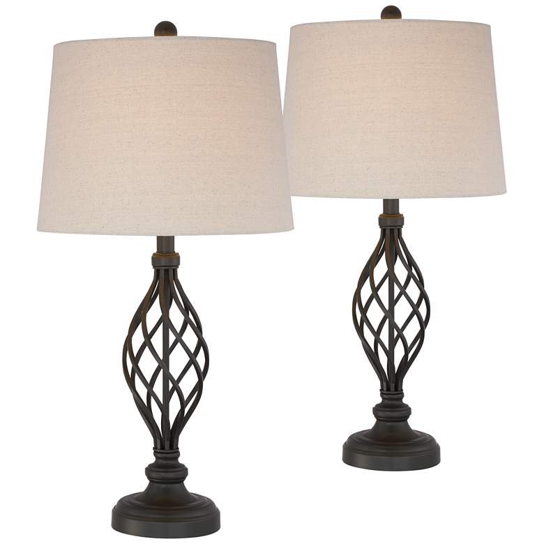 Image 2 Annie Iron Scroll Table Lamps Set of 2
