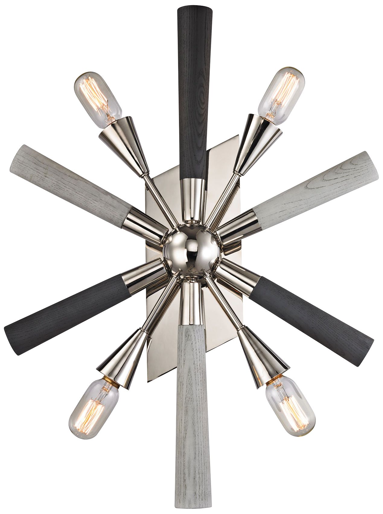 Solara 27" High Nickel and Gray Washed Woodtone Wall Sconce