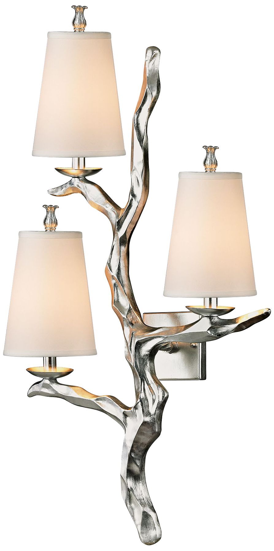 Sprig 36" High Silver Leaf 3-Light Wall Sconce
