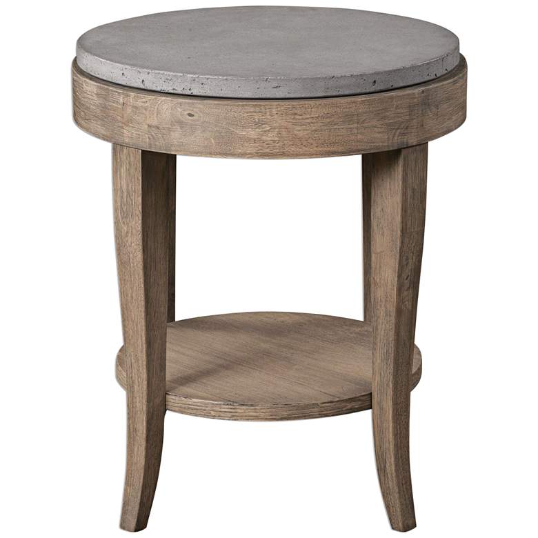 Image 3 Deka 24" Wide Birch Wood and Concrete Accent Table