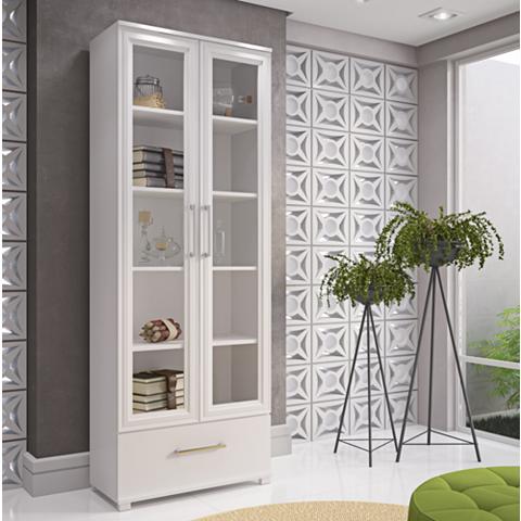 Serra 1.0 White Wood 2-Door Bookcase