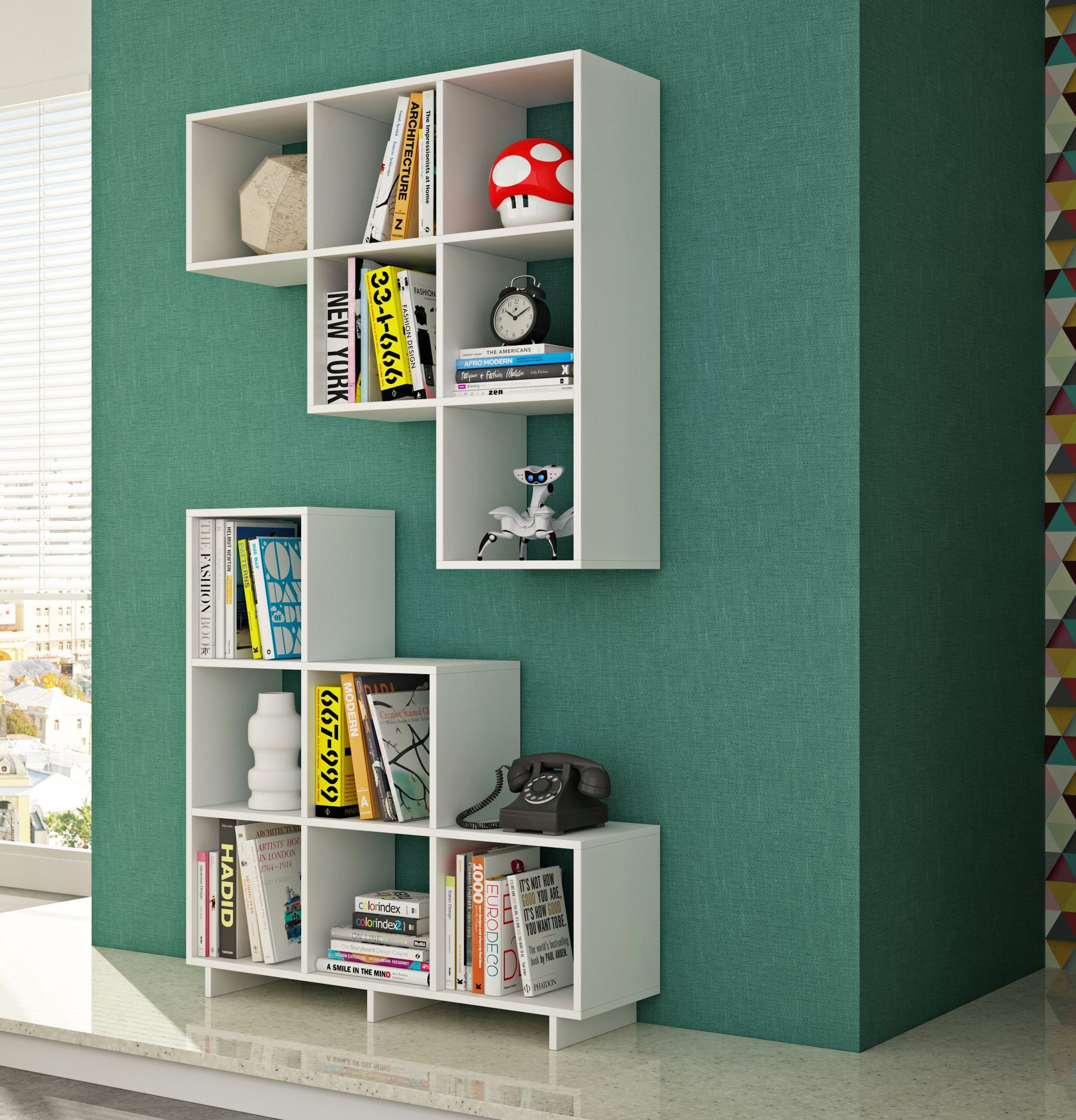 Cascavel 36 1/4" White Modern Cubby Bookcases