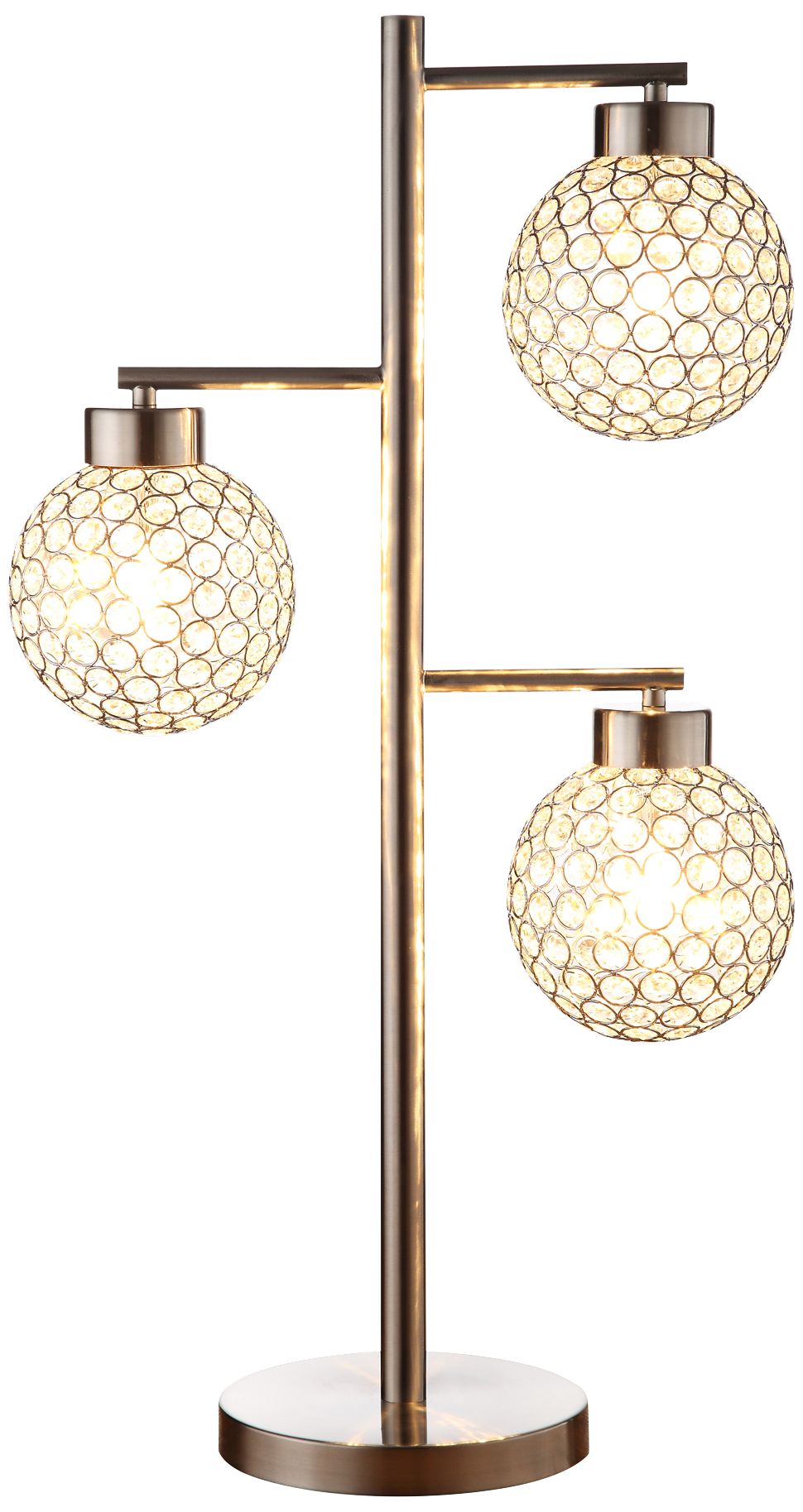 Canton Chrome and Crystal 3-Light Table Lamp