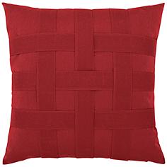 Basketweave Rouge 20" Square Indoor-Outdoor Pillow