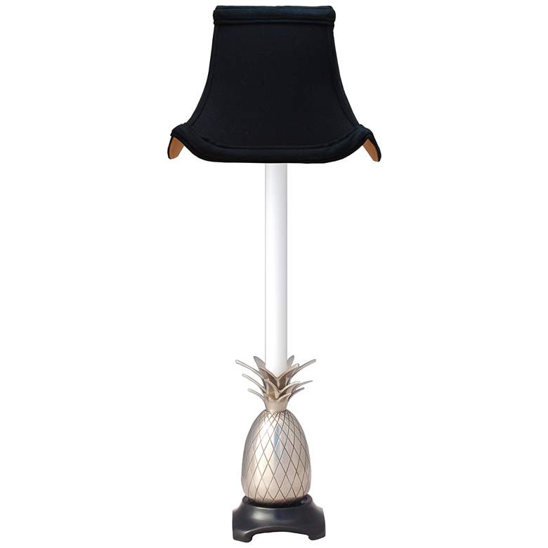Suffield Pewter Pineapple Buffet Lamp with Black Pagoda Shade