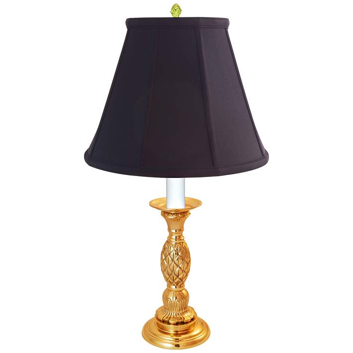 Providence Polished Brass Pineapple, Brass Lamps With Black Shades