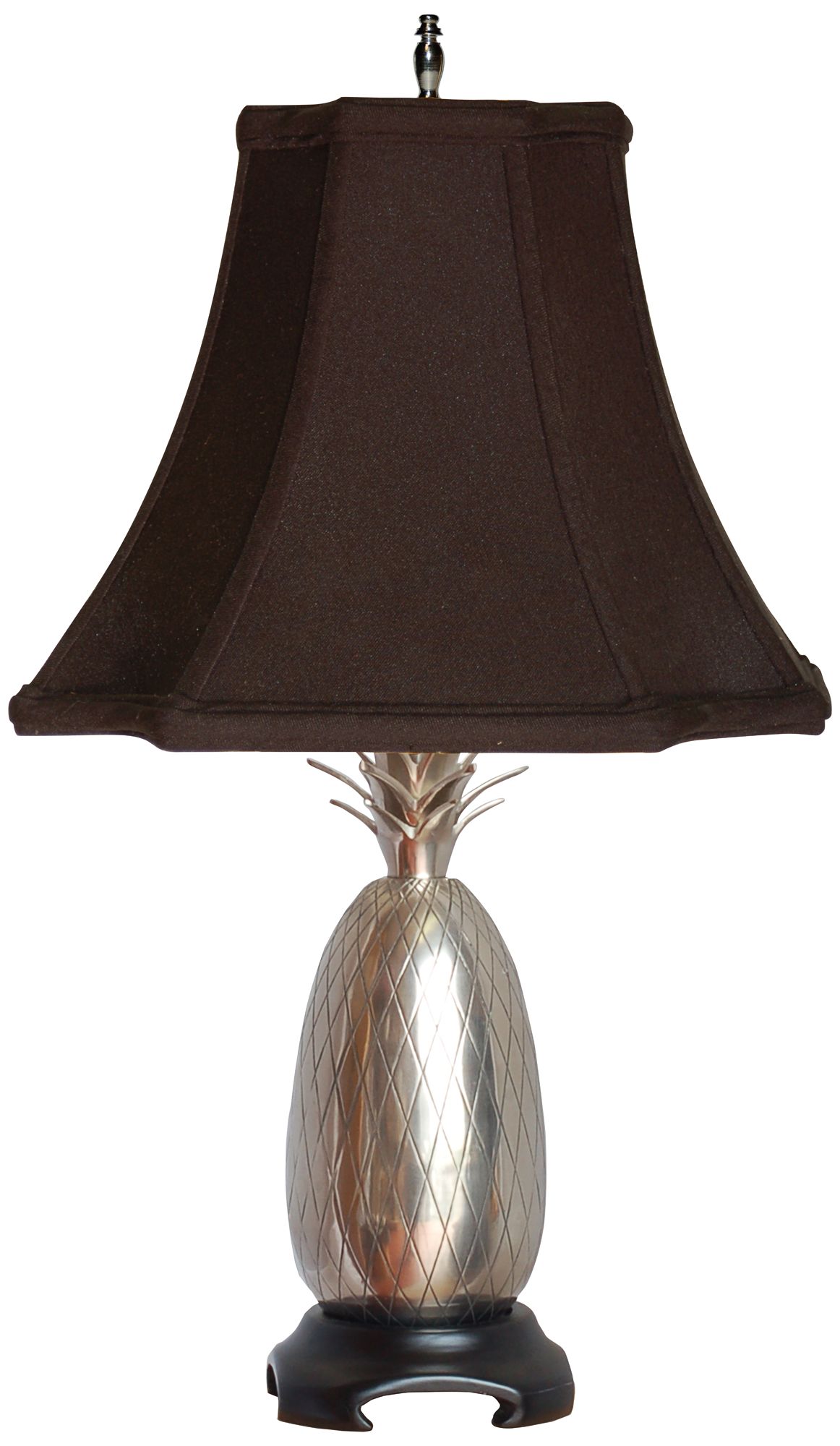 Sudbury Pineapple Pewter Accent Table Lamp with Black Shade