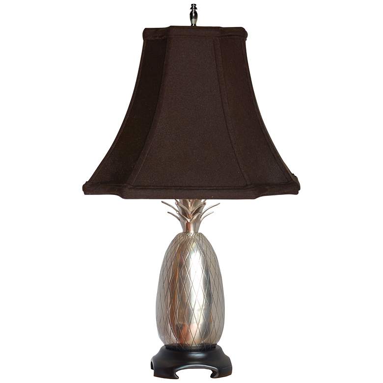 Sudbury Pineapple Pewter Accent Table Lamp with Black Shade