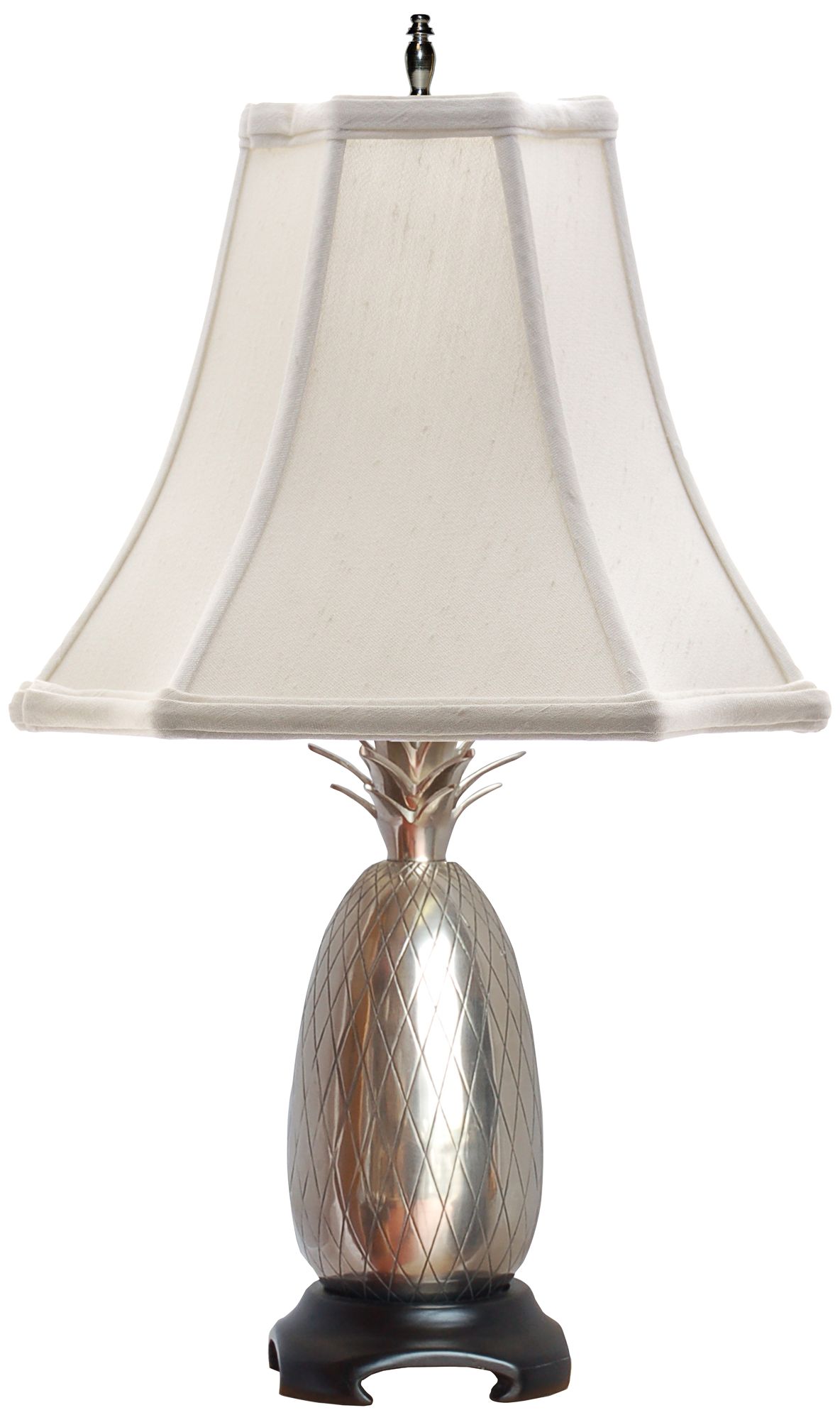Sudbury Pewter Pineapple Table Lamp with Off-White Shade