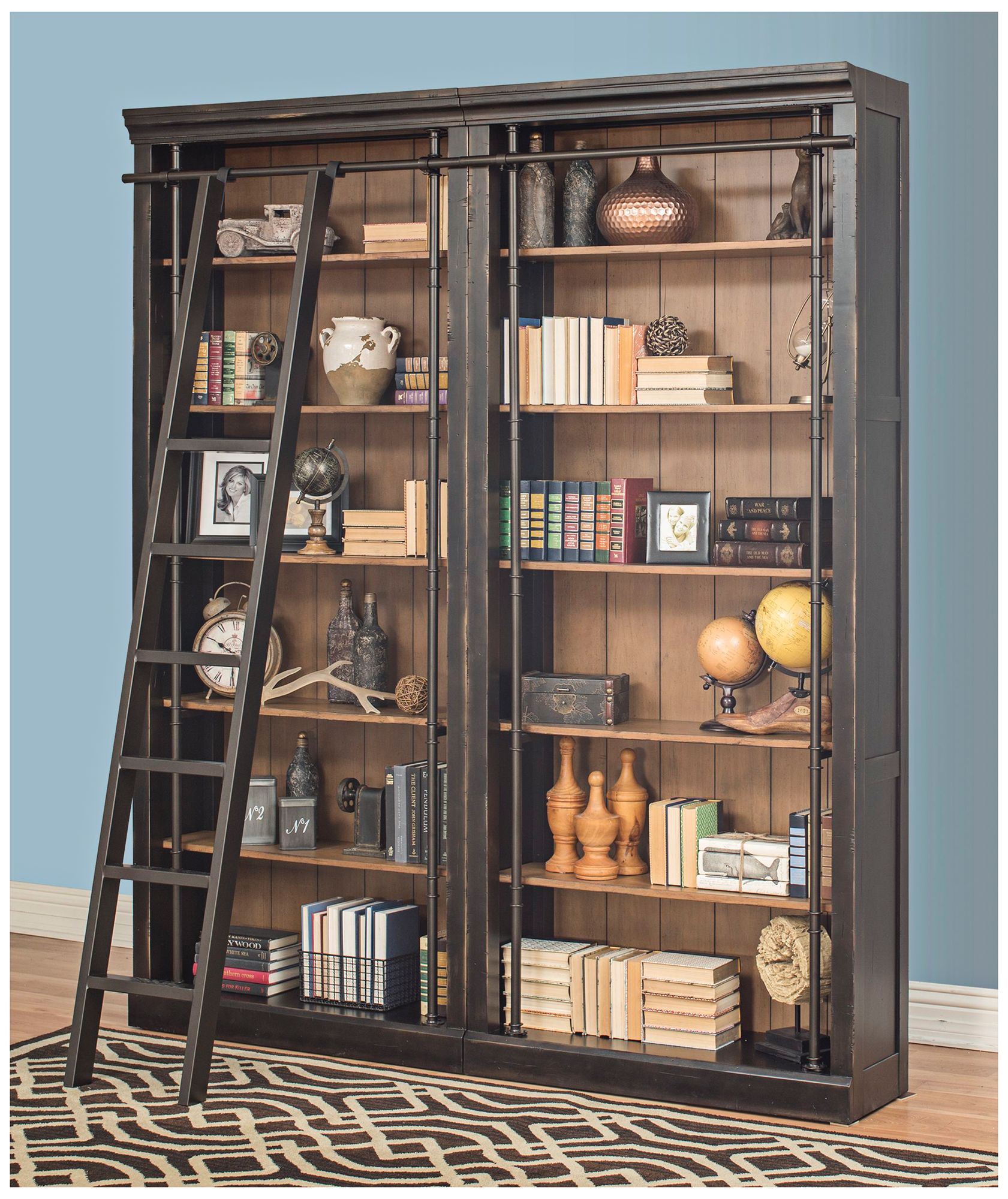 library bookcase with ladder