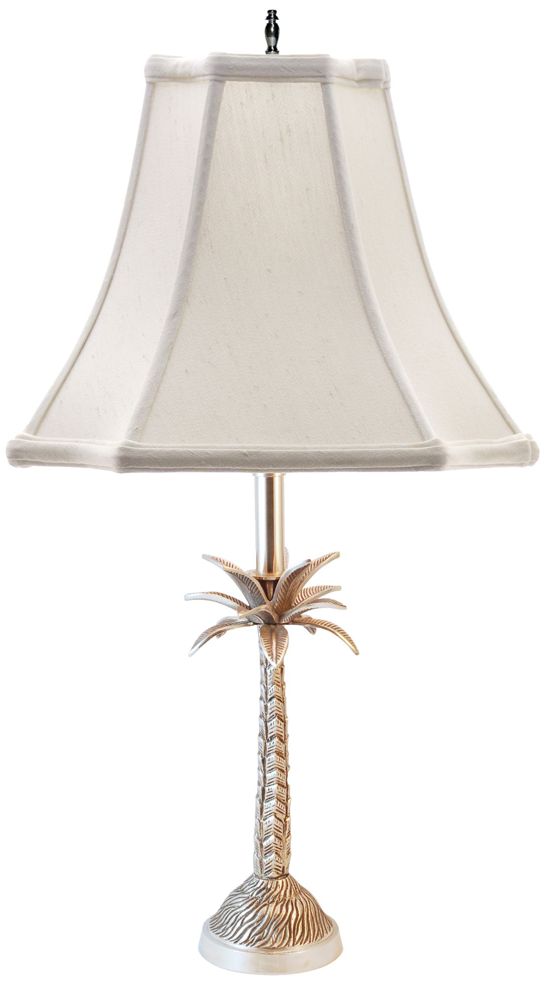 Tropical Palm Tree Pewter Table Lamp with OffWhite Shade 9X932